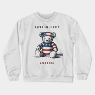 Patriotic Teddy Bear - Happy 4th of July Crewneck Sweatshirt